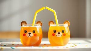 cute bear themed straw cups