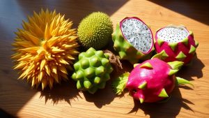spiky fruits around globe