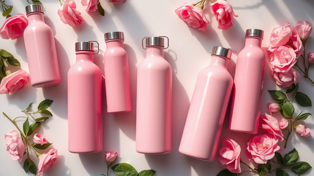 stylish pink hydration bottles