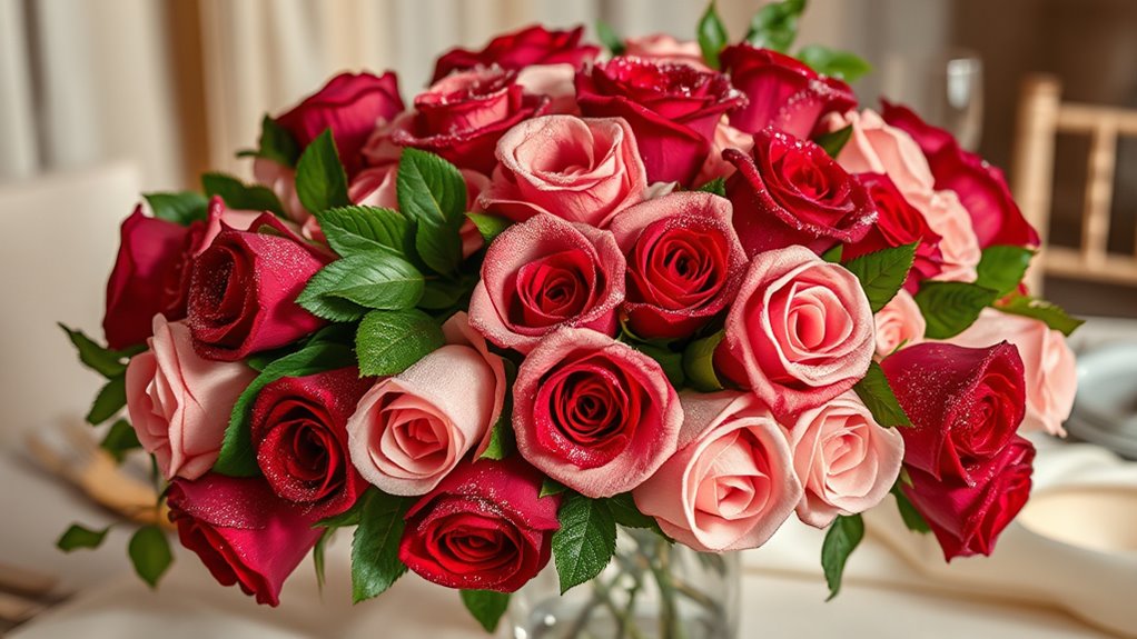 elegant glitter rose centerpieces