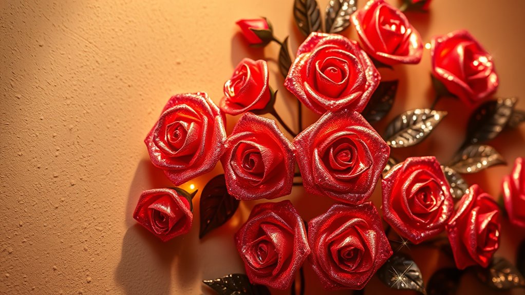 glittering rose wall art